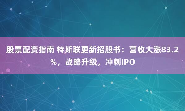 股票配资指南 特斯联更新招股书：营收大涨83.2%，战略升级，冲刺IPO